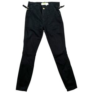 Anthropologie/Anthro Black Utility Skinny Pants Cinch Tab Waist Pockets 26